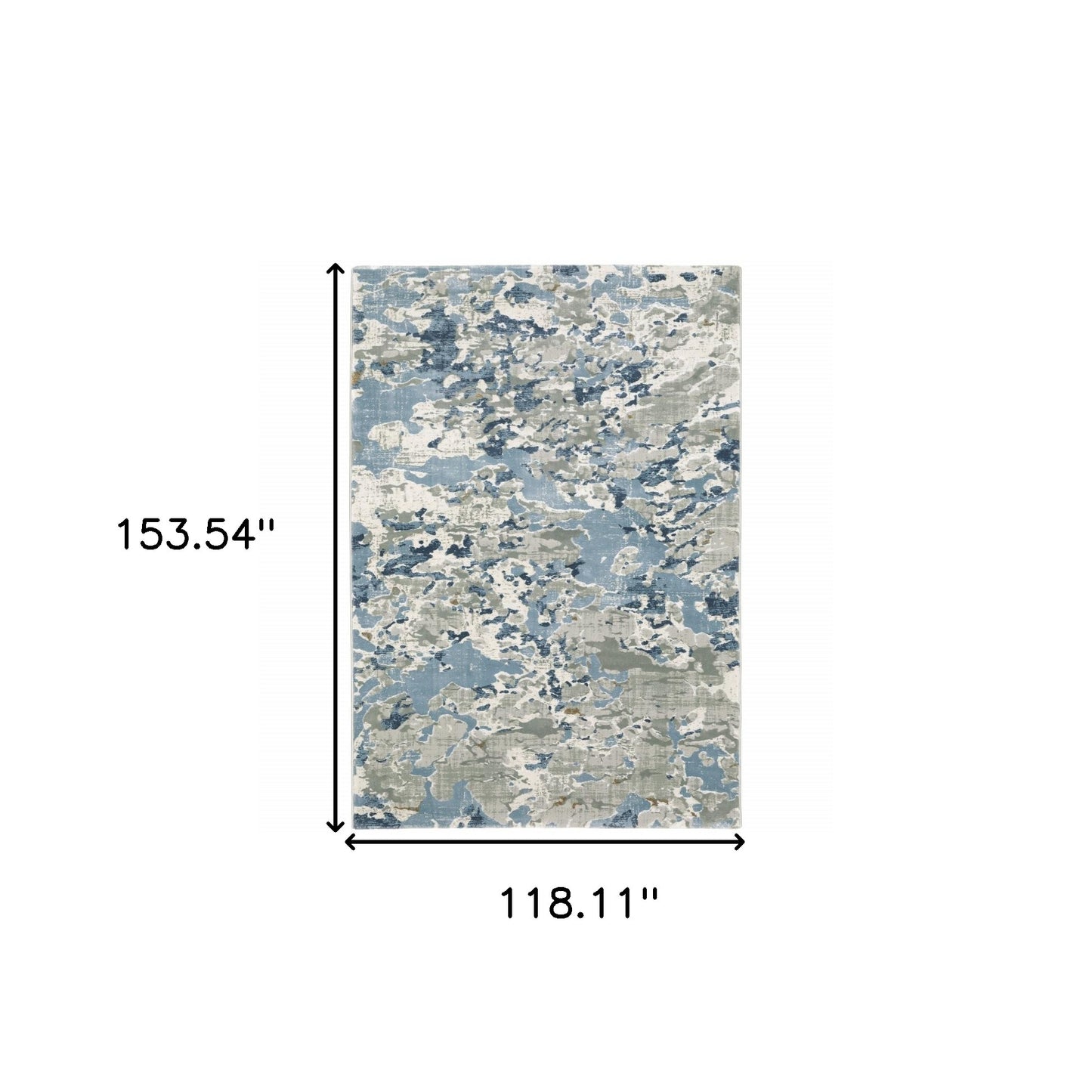 10' X 13' Grey Blue Ivory Navy Beige And Brown Abstract Power Loom Stain Resistant Area Rug-2