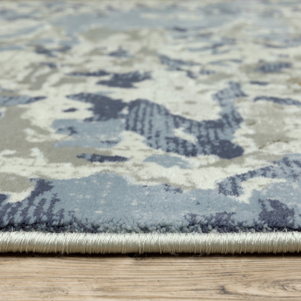 10' X 13' Grey Blue Ivory Navy Beige And Brown Abstract Power Loom Stain Resistant Area Rug-5
