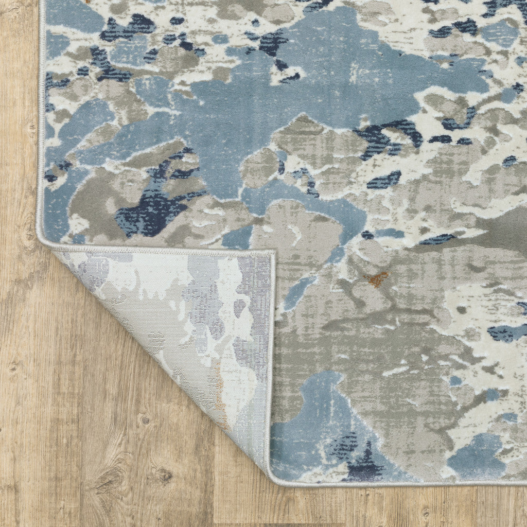 10' X 13' Grey Blue Ivory Navy Beige And Brown Abstract Power Loom Stain Resistant Area Rug-8